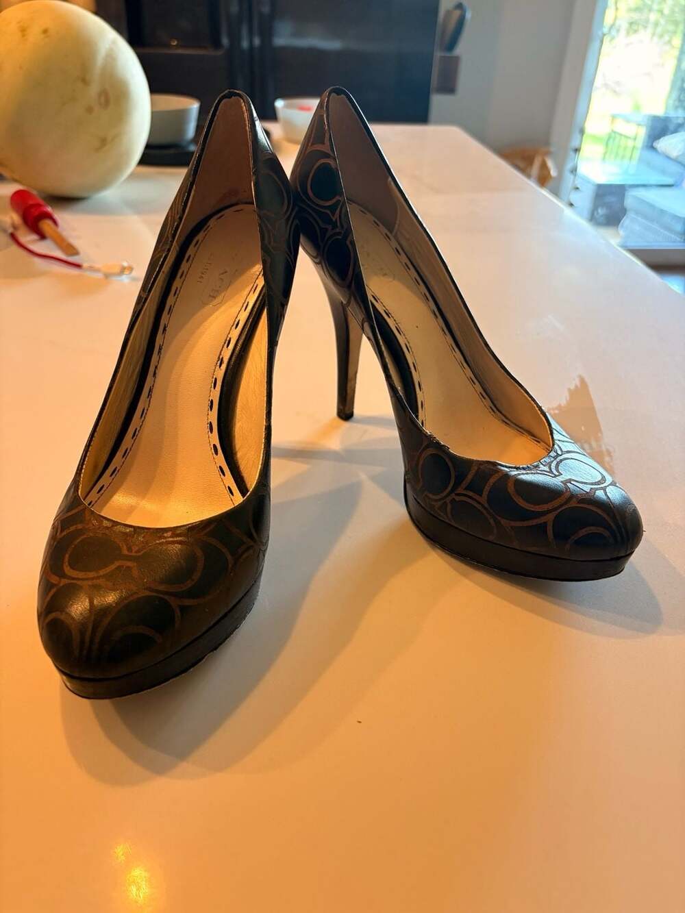 Coach Basil Signature Platform Stiletto Pumps Size 7.5B